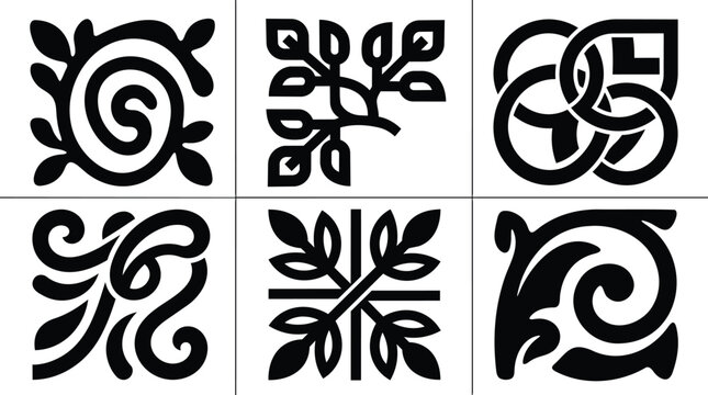 Six decorative patterns grid vector set