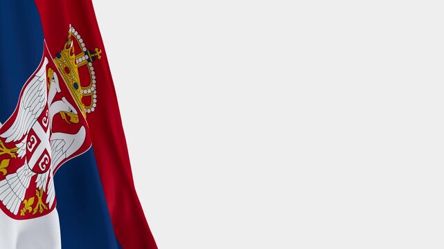 Serbian Flag on Left Side, Waving National Symbol with Copy Space