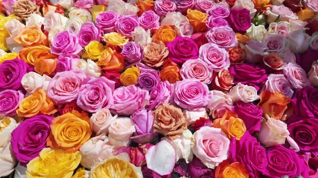 The fountain of Zurich, Munzplatz, filled with rose petals at Easter time, Switzerland