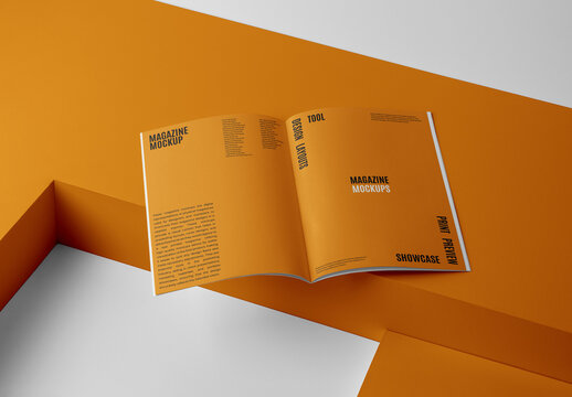 Open Softcover Paper Magazine Mockup
