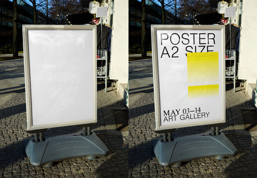 Mockup Of Vertical Customized Freestanding A2 Poster