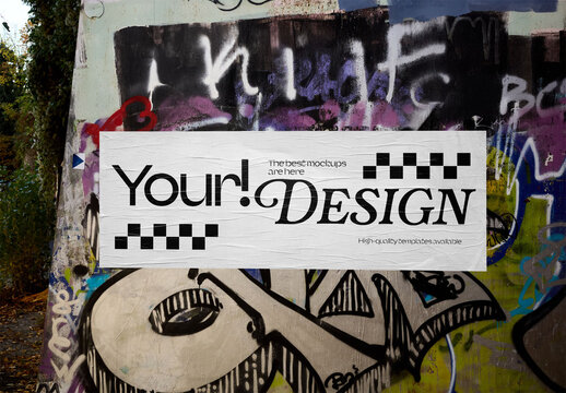Mockup Of Customizable Advertisement Pasted On Wall
