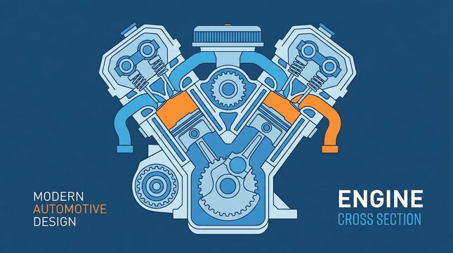Detailed Cross Section of a Modern Automotive Engine Design
