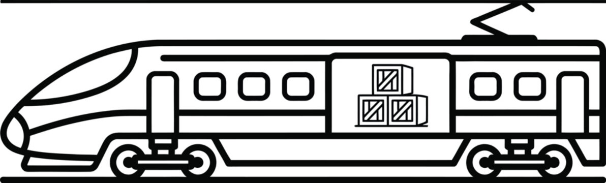 Modern high speed train carrying stacked cargo crates