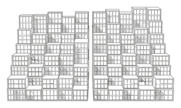 Abstract geometric container stack illustration for logistics
