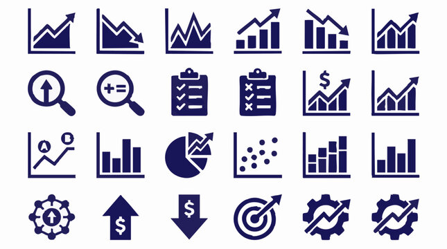 Business Analytics and Financial Growth Icons Set