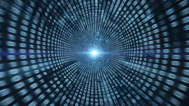 Abstract Digital Tunnel of Binary Code Data Flow 1.