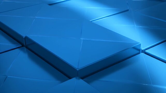 Blue geometric square tiles shifting in a seamless 3D abstract background motion art