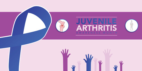 Juvenile Arthritis awareness month is observed every year in July. The most common symptoms of the disease are joint swelling, pain and stiffness, it is usually an autoimmune disorder. Vector art © yassine