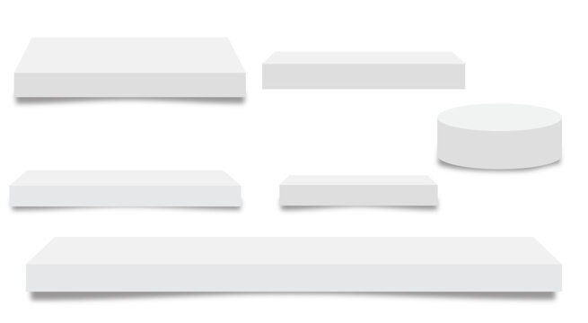 3D White Podium Set &ndash; Minimal Display Platforms and Pedestal Collection