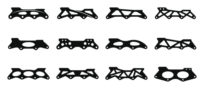 Set of black frames for wheels on transparent background
