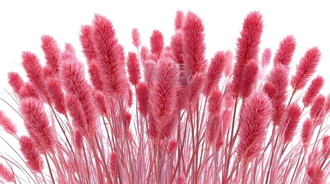 3d pink ornamental imperata cylindrica rubra grass clusters on white background background Stock Illustration