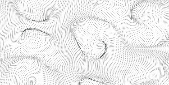 Wavy black particle mesh pattern on transparent surface