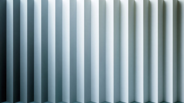 Abstract geometric pattern forming vertical parallel lines with gradient shadows and soft blue and green light creating a modern textured background