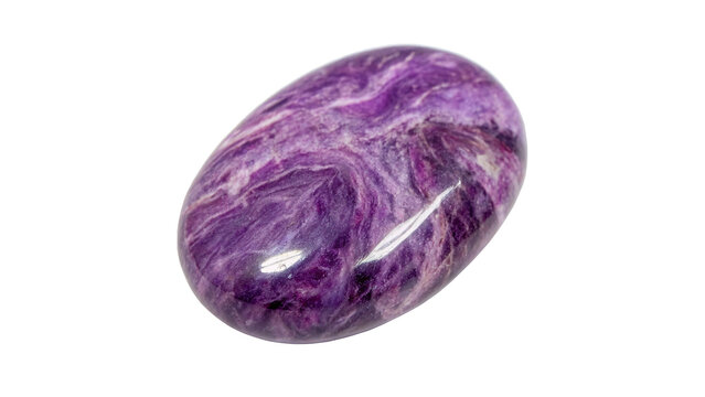 polished charoite gemstone unique rich lavender  isolated on transparent background