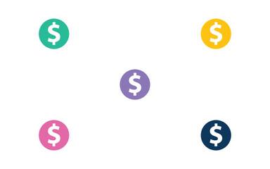 Obraz premium Floating dollar coin icons. Representing concepts of digital payments, online banking, money transfer, cryptocurrency, investment, and financial technology. Flat Illustrator vector file. High quality 