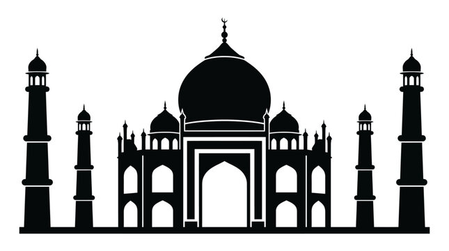 Silhouette of the Taj Mahal in Agra, India, a symbol of love.
