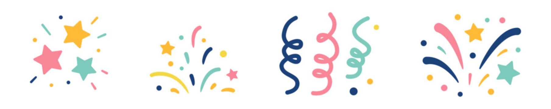 Festive confetti. Decorative paper scraps burst. Party ribbons and strips.