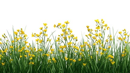 Fototapeta premium grass isolated on white background/Dense green wild grass border isolated on white background with sharp natural detail. Stock Illustration