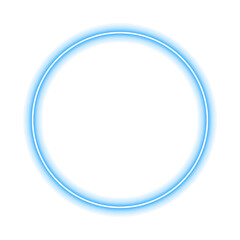 Fototapeta premium Abstract Blue Neon Circle Frame Ring Isolated on Transparent Background