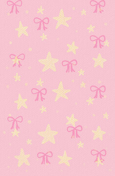 watercolor stars and bow ribbon background