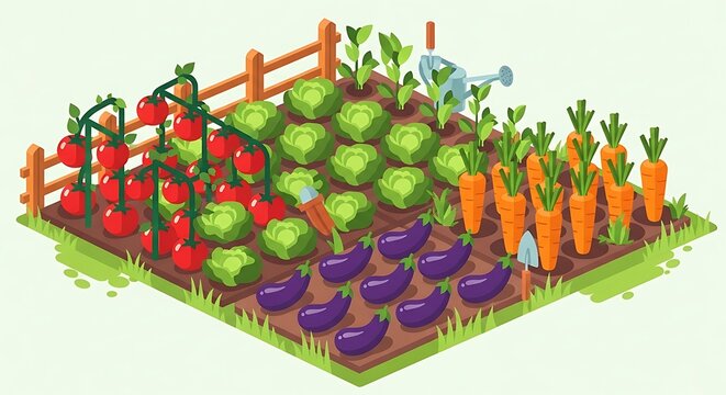 Isometric vegetable garden