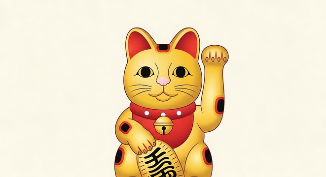 Maneki neko lucky cat illustration