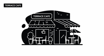 Fototapeta premium Black and white logo design for Terrace Cafe.