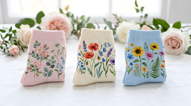 Floral pattern socks for women colorful garden socks