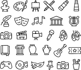 Arts and entertainment icons set with entertainment creative illustration sculpture building microphone © MD JAHID