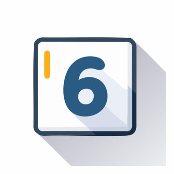Flat Design Icon of Number 6 Tile