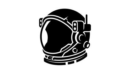 Fototapeta premium Black and White Silhouette of Astronaut Helmet Isolated on White.