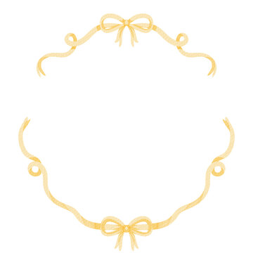 watercolor circle bow ribbon border frame