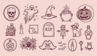 Spooky halloween ghost pattern, haunted house holiday sketch, minimalist scary season vector, clean halloween decor illustration, magic witch graphic design, premium halloween art background, spooky b © Geetaroy