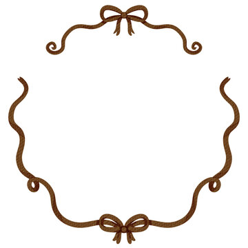 watercolor circle bow ribbon border frame