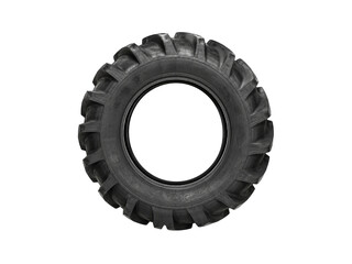 Big black tractor tire isolated on white background. © Hseena