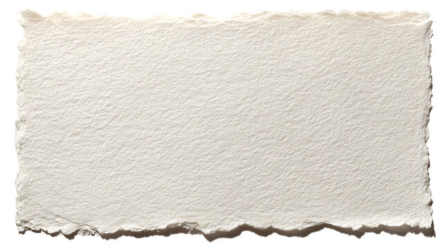 Rough handmade paper texture isolated , natural fiber paper sheet with deckle edge on white background background for graphic design and collage