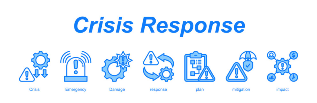 Crisis Response banner web icon vector illustration concept with an icon of Crisis, Emergency, Damage, response, plan, mitigation, impact 
