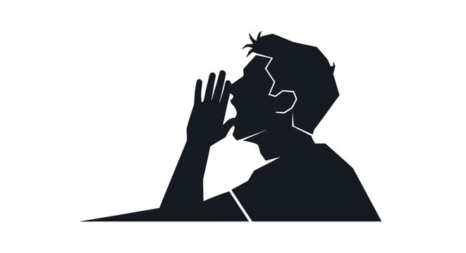 Man whispering in silhouette form.