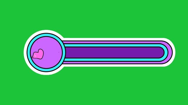 Animated cute heart life bar progress indicator motion graphic isolated on green screen for video game UI design element