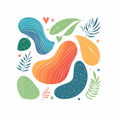 Obraz premium Abstract Organic Shapes and Leaves