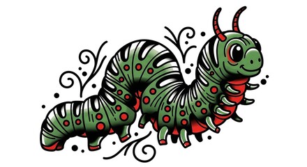 Fototapeta premium Stylized caterpillar illustration