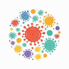 Fototapeta premium Colorful Abstract Virus Shapes in Circular Arrangement