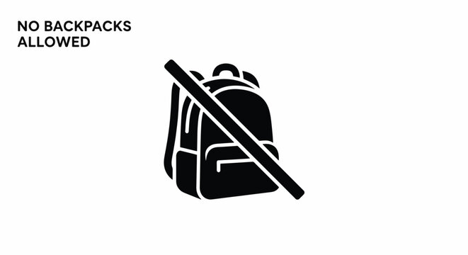 Black and white backpack with no entry sign overlay.