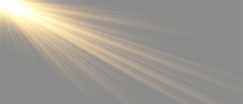 Warm golden sunlight lens flare through window vector on grey background