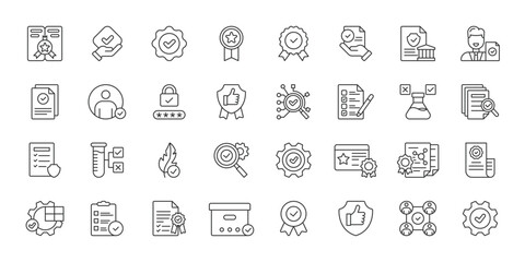 Quality Assurance icons in line design. quality, assurance, testing, validation, inspection, analytics, control on white background vector. Quality Assurance editable stroke icon © Bezvershenko