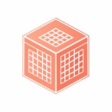Isometric Cube with Grid Pattern