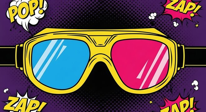 Comic book style 3 d glasses