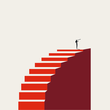 Strategic business vision vector concept. Symbol of foresight, leadership, analysis, planning and success. Minimal design eps10 illustration.