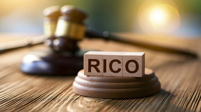 RICO law concept symbolizing organized crime legislation and legal proceedings with a judge's gavel
